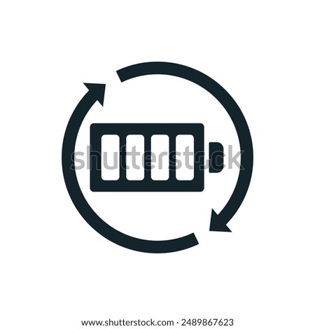 Battery Swap Icon: A vector illustration in monochrome, depicted entirely filled.