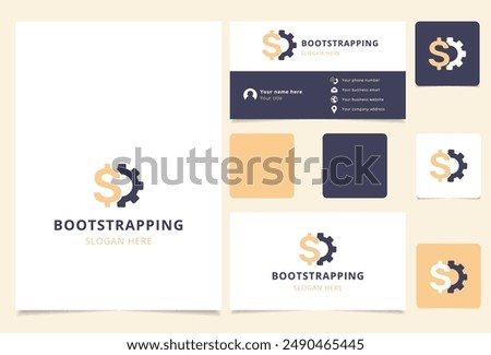 Bootstrapping logo design combining dollar sign and gear icon