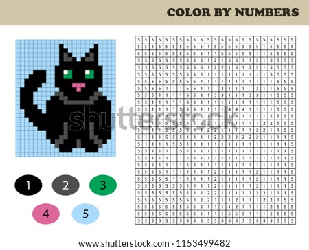 Color By Numbers Education Game For Children Coloring Book With Numbered Squares Drawing