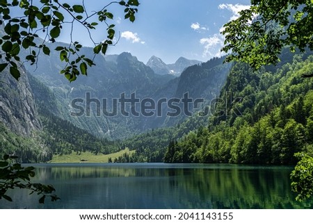 View of the Obersee Lake behind the Watzmann massif, Salet at Koenigssee, Berchtesgaden National Park, Bavaria, Upper Bavaria, Germany, Europe Photo stock © 