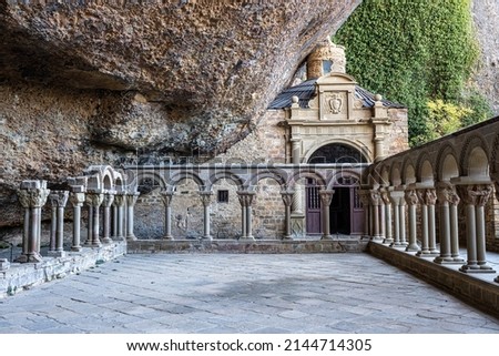 The Royal Monastery Of San Juan De La Pena near Jaca. Huesca, Aragon. Spain. San Juan de la Pena Monastery with some romanesque ancient art Foto d'archivio © 