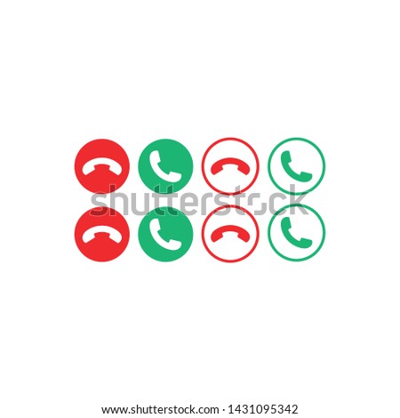 Set of call, phone , reject phone call, hang up phone call icons.