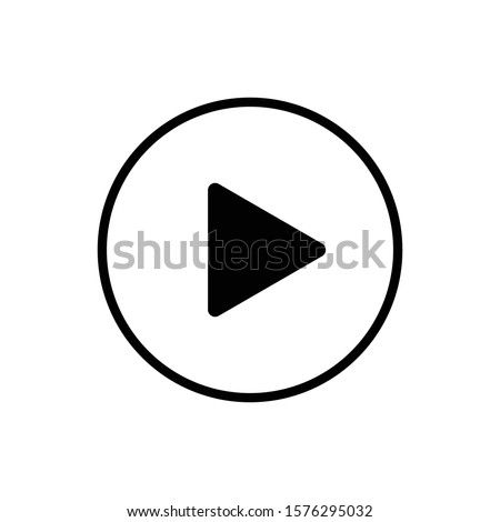 Outlined play button flat vector icon isolated on a white background.Youtube icon.