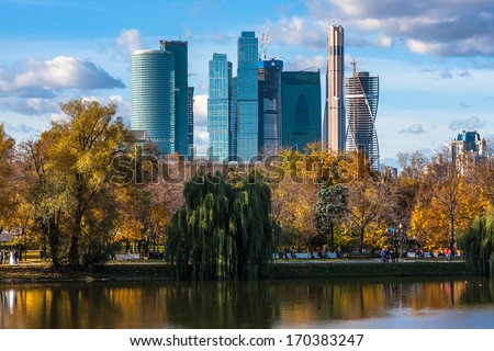 Modern skyscrapers of Moscow city business center, Russia