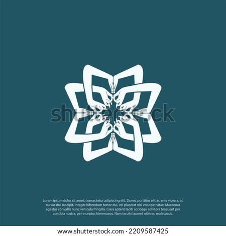 Illustration of karma yoga handsign depicted with Namaste, Indian women's hand greeting posture of namaste with flower shape badge logo vector