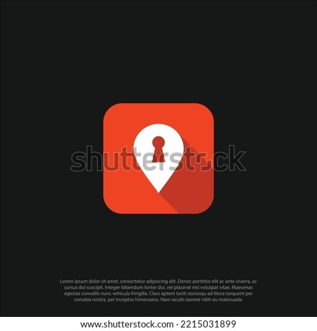 Map pin and keyhole logo design, locked location icon, lock map logo icon vector