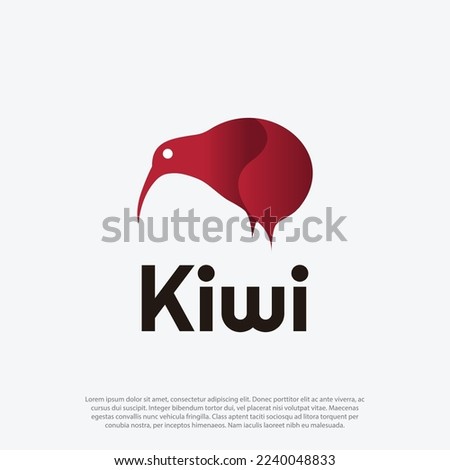 kiwi bird logo design vector, red kiwi bird