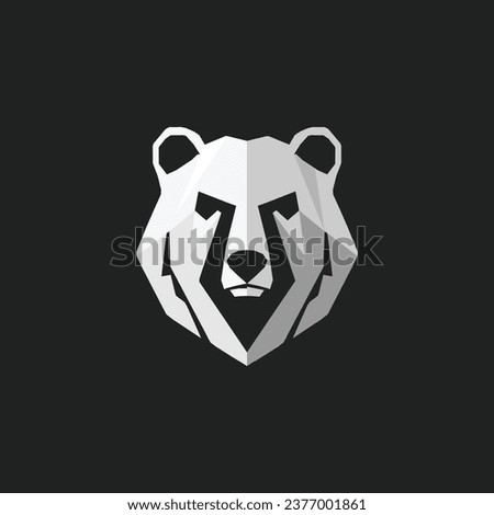 Polar bear head. angry bear head, and animals life theme background. Abstract geometric polygonal isolated vector black and white