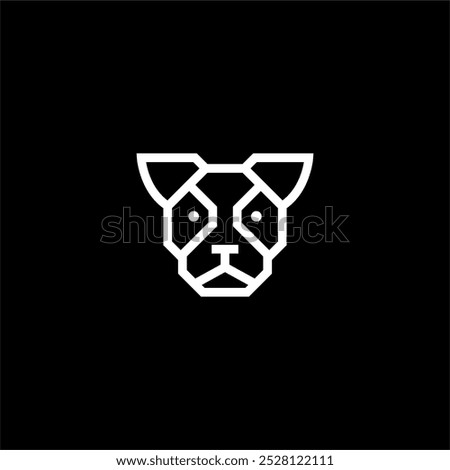 Dog pug head logo design vector design. modern line art, bold outline black and white