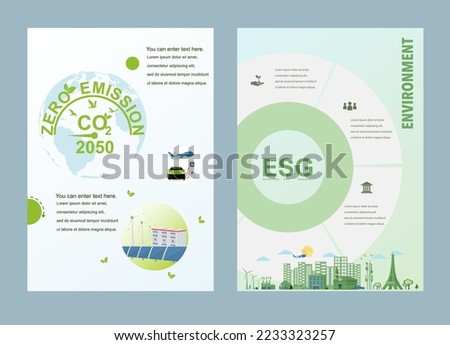 book covers about environmental conservation or ESG, Net zero, sdgs, various brochures. EPS 10 vector.