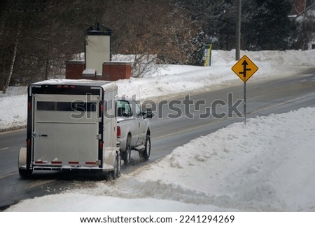 Similar – Image, Stock Photo Trailer in winter with Spree in backlight