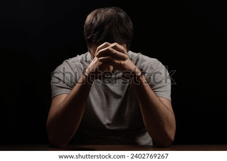 Similar – Image, Stock Photo Man covered his face with a breathing mask. Coronavirus, asthmatic and allergy concept. Artistic analog pinhole camera photography
