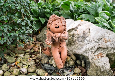 clay sculpture in the garden of bangkok, thailand