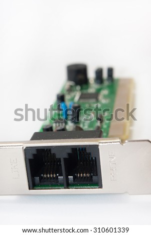 Close view of modem inputs.