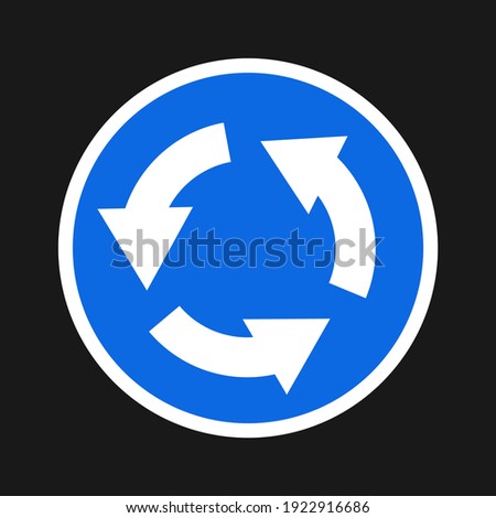 Roundabout vector sign. Isolated Traffic circle vector road symbol design.