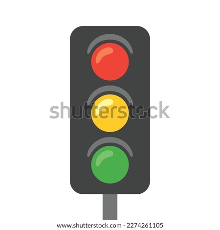 Vertical Traffic Light Vector sign design. Isolated set of red, yellow and green traffic lights. 