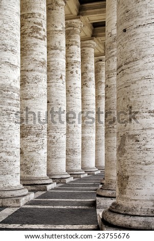 details from the columns of piazza di san pietro, rome