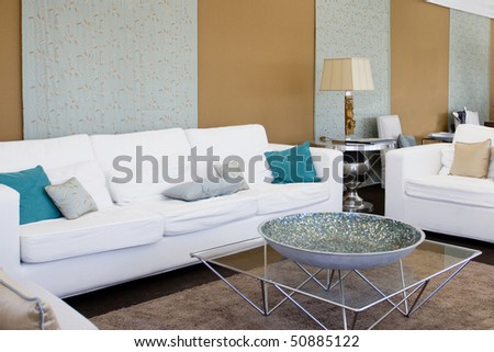 Contemporary living room with elegant designed furniture (empty interior)