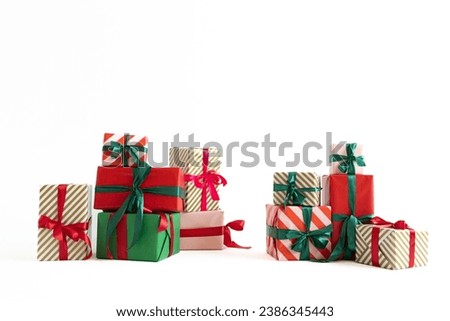 Similar – Image, Stock Photo A wrapped gift with ribbon in front of a blurred background