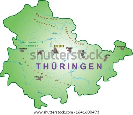 Germany Thuringia - Map of the Land of Thuringia (Thuringen)