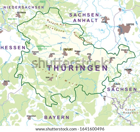 Germany Thuringia - Map of the Land of Thuringia (Thuringen)