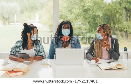 Image, Stock Photo Woman making facemasks for coronavirus pandemic