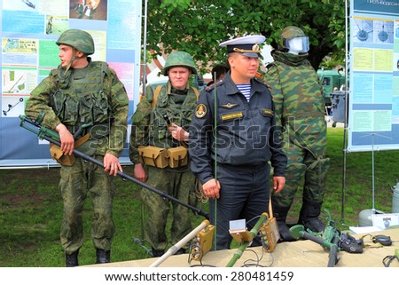 KALININGRAD, RUSSIA - MAY 16, 2015: Sappers. An action \