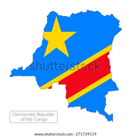 Map Of Democratic Republic Of The Congo With An Official Flag ...