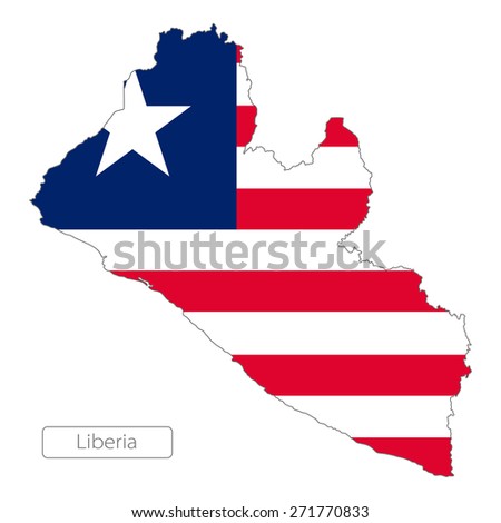 Map of Liberia with an official flag. Illustration on white background