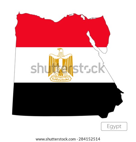 Map of Egypt with an official flag. Illustration on white background