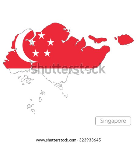 map of Singapore with the flag