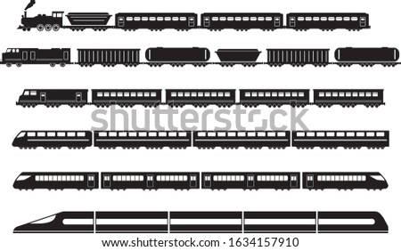 Train Rail Railway Metro Vector Icons Set