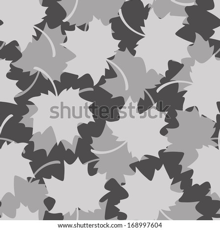 Autumn. Leaves. Maple leaves seamless pattern. Silhouettes of maple leaves on a black background. Floral seamless texture.