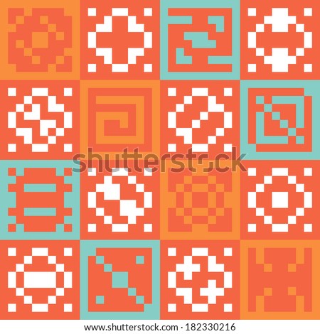 Seamless ethnic pattern. Abstract pixel background. Retro style.