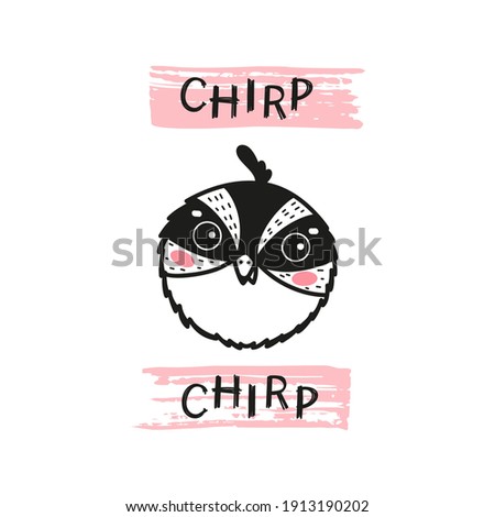 Little Funny Bird Face. Doodle Cute Quail Bird Head for Tee Print Design for Kids. Vector Cartoon Baby Animal. Scandinavian Card, Print or Poster Design