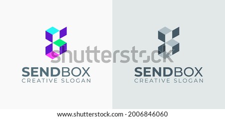 Letter S send box colorful logo template