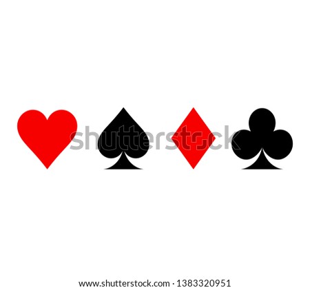 poker suits card. Set of playing card suits isolated on white background.