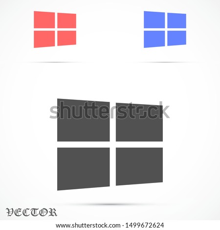 Open window with flat long shadow. Window icon. Vector window illustration. House element. Icon design element. Abstract logo idea for business company.