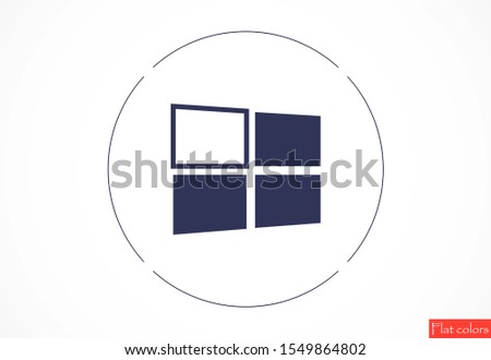 Open window with flat long shadow. Window icon. Vector window illustration. House element. Icon design element. Abstract logo idea for business company.
