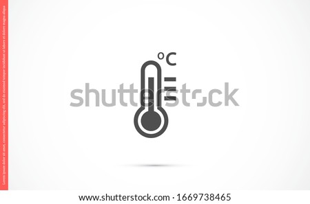 Thermometer vector icon. Thermometer for measuring the temperature of icons. The thermometer icon for weather. Thermometer icon flat design.