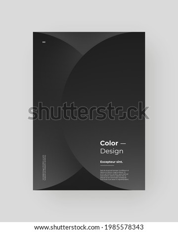 Abstract Placard, Poster, Flyer, Banner Design. Colorful illustration on vertical A4 format. 3d geometric shapes. Decorative neumorphism circles backdrop.