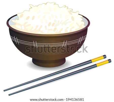 Vector illustration of a Rice Bowl and chopstick