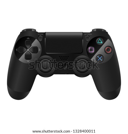 Gamepad or joypad controller for a video game console or pc wireless black isolated detailed vector eps 10