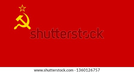 USSR or Soviet Union or Union of Soviet Socialist Republics official national flag The Hammer and Sickle and The Red Banner sign symbol icon flat vector