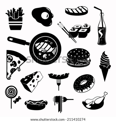 Modern food vector icon set