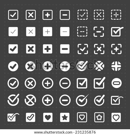 Vector white confirm icons set