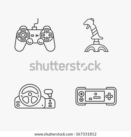 four flat game icons