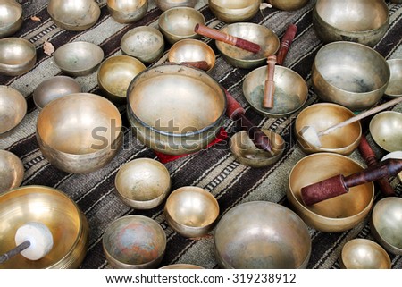 Tibetan singing bowls with batons