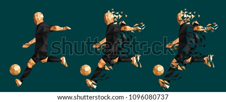 vector illustration soccer football player low-poly style concept shadow uniform colour 