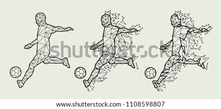 vector illustration soccer football player low-poly style concept uniform colour  championship back and white